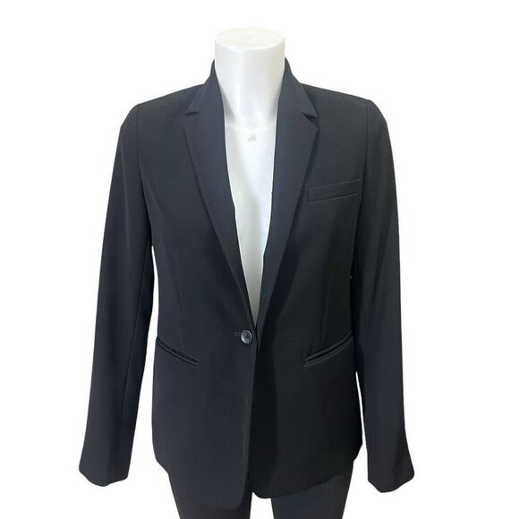 Vince. Women’s Black Sleek‎ Notched Collared Blazer size 2 lined Single Button - Picture 1 of 10
